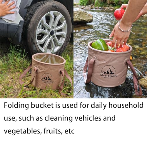 Collapsible Bucket,Folding Bucket,Suitable for Camping Fishing Hiking Gardening car Washing(Coffeecolour, 10L)