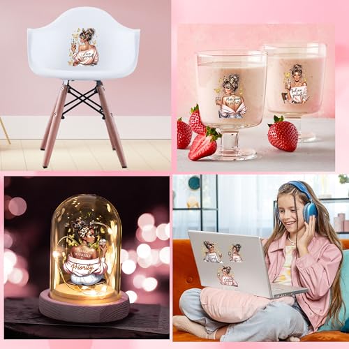 Inspirational Girl UV DTF Cup Wraps - 16 Sheet Shining Girl UV DTF Transfer Stickers, Motivational UVDTF Cup Wraps for Glass, Waterproof Transfer Sticker, DIY Crafts - color: Girl672