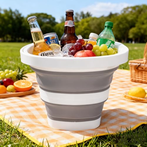 CHILDLION Collapsible Bucket 5L, Foldable Mop Bucket Car Wash Buckets with Handle for Cleaning Supplies, Portable Sink Wash Basin Storage Bin Ice Tub for Fishing Beach Outdoor Camping Kitchen (Square)