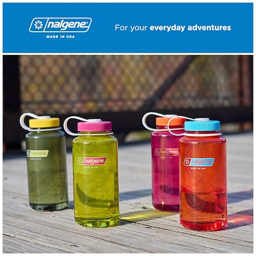 Nalgene 32 oz Wide Mouth Water Bottle, Thrill & Motion, Flame w/Blue Atoll - color: Flame w/ Blue Atoll, size: 32 Ounces