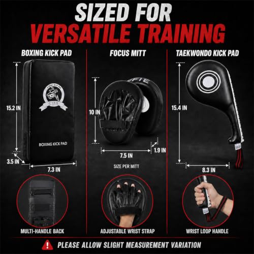 3-in-1 Boxing Training Set, Punching Mitts, Kick Pad and Target Paddle - style: 3 in 1 Boxing Training Equipment(Black)