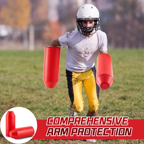 Tellegloww 2 Pack Football Arm Shield Blocking Pad, Bullet Shaped - color: Red