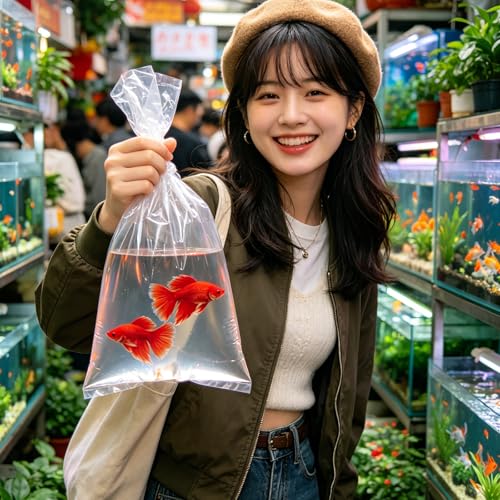 50PCS Live Fish Bags: Open Top Plastic Bags for Live Fish Transport, Shipping - 4.3 Mil Thick - 14x6 Inches - Leak-Resistant Clear Containers for Transporting Marine