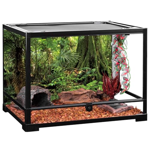 AWERT 30x18 inches Forest Terrarium Background Stone Green Huge Tree Reptile Habitat Background Tropical Rainforest Aquarium Background Durable Polyester Background - size: 30x18in/75x45cm