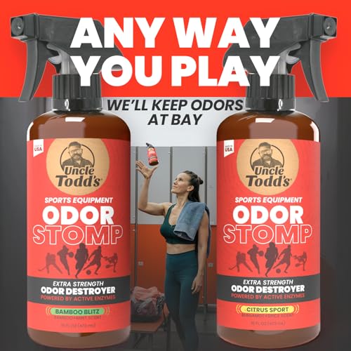 Odor Stomp Sports Equipment Odor Eliminator Spray, Enzyme-Powered, 16 Oz