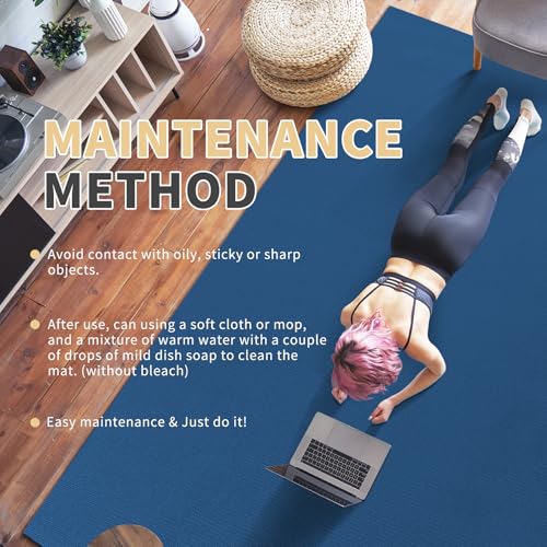 GXMMAT Extra Large Exercise Mat 16'x6'/12'x6'/10'x6'/8'x6'(7mm) - color: Navy Blue, size: 6*10 FT