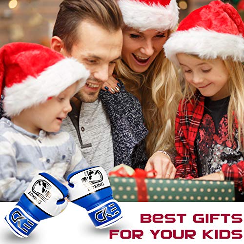 CKE Boxing Gloves for Kids Ages 5-12, Beginner Punch Bag Training Gloves - color: BLUE