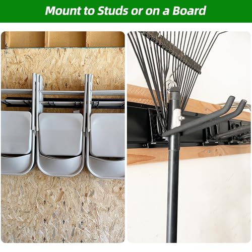 PIYILO Garage Wall Organizer, 48 inches Adjustable Garden Tool Organizer | Heavy-duty Alloy Steel, 360 LBS Load, Wear & Tear Resistant, Soft Anti-Scratch Hook Sleeves, For Lawn, Yard & Shed Storage - size: 48 inch 6-Hook