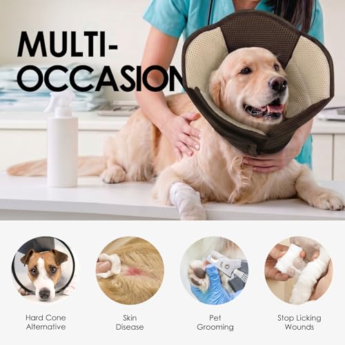 AOFITEE Medium Dog Cone Soft Dog Cone Collar to Stop Licking, Brown M - color: Brown, size: Medium