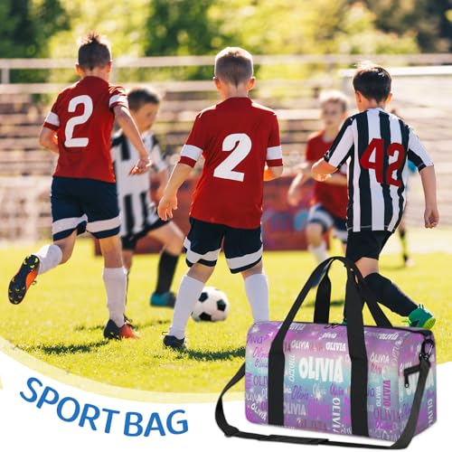 Custom Dance Bag with Name for Travel, Purple Blue Galaxy Background - color: Purple Blue