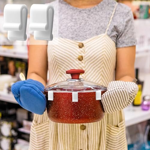 12 Pcs Dutch Oven Lid Protector Clips, Silicone Cookware Lid Protectors White Non-Slip Pot Lids Bumper Lifter Accessories for Stacking Display and Storage Dutch Oven Pots