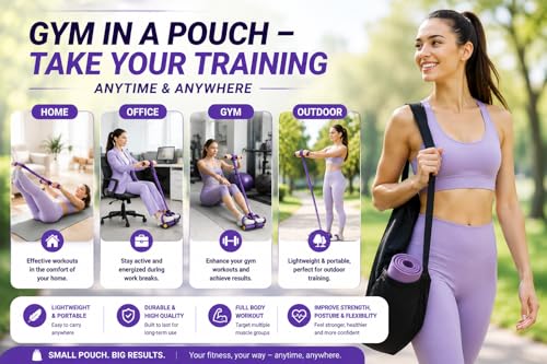Upgraded 6-Tube Pedal Resistance Band Set with Handles & 3-Pack Figure 8 Exercise Bands, Multifunction Tummy Trimmer Sit Up Pull Rope for Full Body Home Gym Workout, Men Women Fitness Equipment