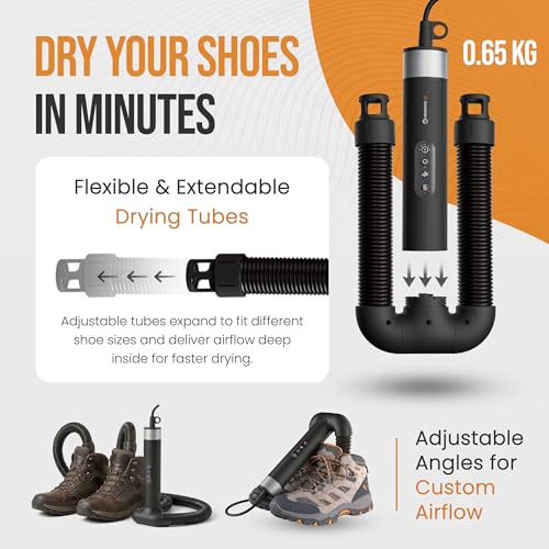 Hedgehog GO Portable Shoe & Gear Dryer – 105,000 RPM High-Speed Travel Boot & Glove Dryer | Compact 350g Lightweight Design | Dual-Voltage (100–240V), Adjustable Heat & Timer | 105,000 RPM High-Speed,Compact 350g Lightweight Design Dual-Voltage (100–240V)