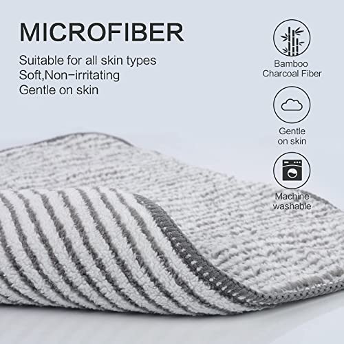 Microfiber Face Towels Soft Washcloths 12Inch x 12Inch 12 Pack Stripe - color: Stripe 12pack