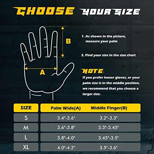 FREETOO Full-Finger Workout Gloves for Men, Padded Gym Gloves with Grip - size: Small