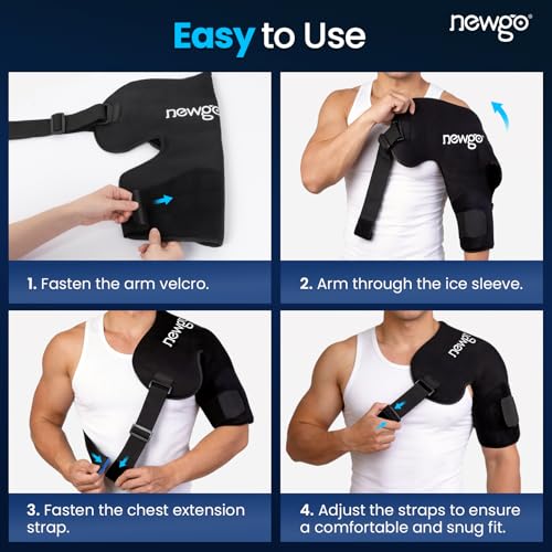 NEWGO Shoulder Ice Pack Rotator Cuff Cold Therapy, 45-Min Long-Lasting, XL | Ice Grid Design for Even Coverage, Flexible Cold Compression Wrap, Soothes Post-surgery, Muscle Tension, and Swelling - size: XL