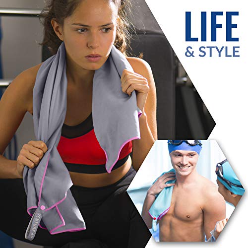 VENTURE 4TH Quick Dry Travel Towel, Ultra Soft Microfiber - 3 Sizes - color: Gray Pink, size: 40.00" x 21.00"
