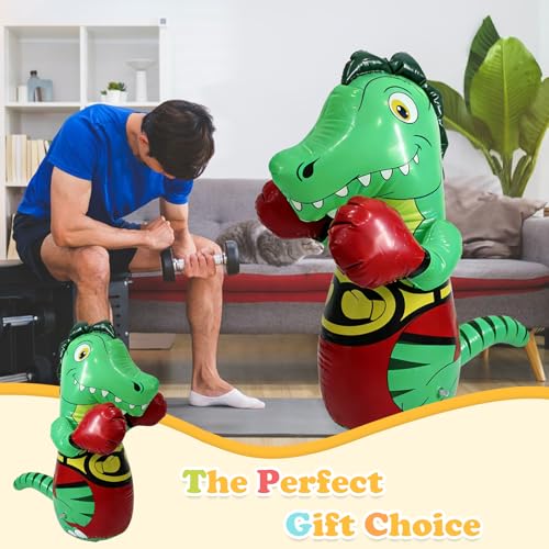 Inflatable Dinosaur Punching Bag, 47" Blow up Boxing Dinosaur