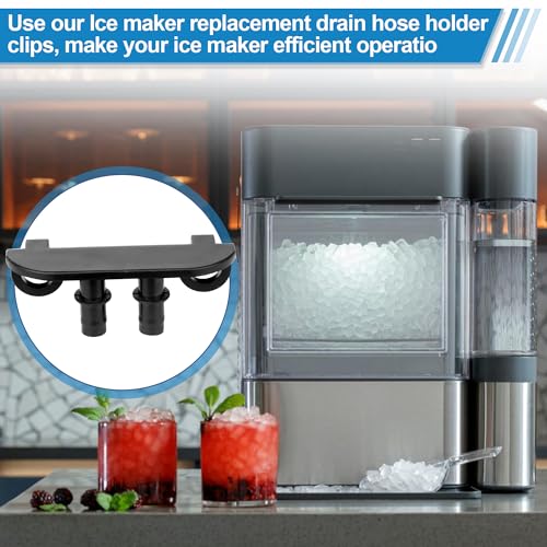 Ice Maker Drain Hose Stopper Cap with Hanger Compatible with GE Opal Nugget Ice Maker GIMN Series Ice Maker, Ice Maker Parts Drain Plug for 1/4 Inch ID Drain Hoses - Ice Maker Drain Hose Holder Clip
