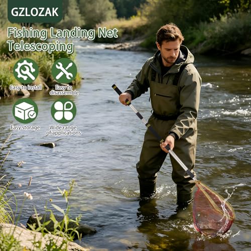 Fishing Nets, 58-94" Fishing Landing Net Telescoping for Riverbank Fishing Shrimp catching and Debris Removal Fishing Net Foldable