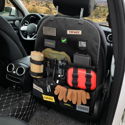 Universal Tactical Patch Display Board Hook & Loop Panel and Tactical MOLLE Seat Organizer for Trucks/SUVs - style: Seat Organizer&Fixed Straps