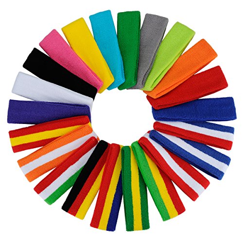 ONUPGO Sweatband Set Sports Headband Wristband Set Sweatbands Terry Cloth Wristband Wrist Sweatband Headbands Moisture Wicking Sweat Absorbing Head Band - color: Blue