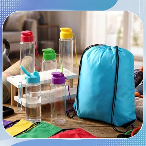 20 Sets 17oz Water Bottles Bulk and Drawstring Backpacks, Vivid - color: Vivid