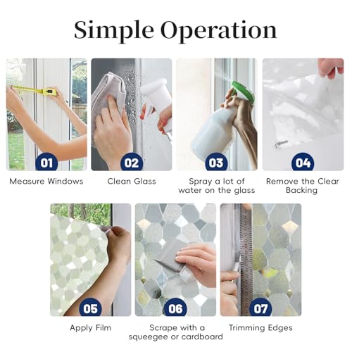 Window Film, Frosted Privacy Window Film Static Glass Window Cling, Sun Heat Blocking Non-Adhesive Decals Tint for Home Office Glass Door Car Sunroof Sticker 17.7 x 78.7 Inches - color: Stone