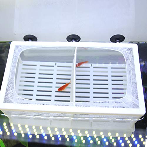 Aquarium Fish Breeder Box Fish Fry Hatchery Incubator Net Nylon Isolation Mesh with 3pcs Pipette (Large) - size: Large