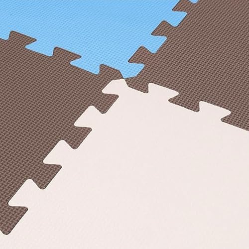 BalanceFrom 16-Pack 12x12 Inches EVA Interlocking Foam Play Tile Mat, Blue/Brown/Beige – 0.4-Inch Thick Non-Slip Puzzle Flooring for 16 Square Feet in Playroom, Nursery, or Playpen at Home