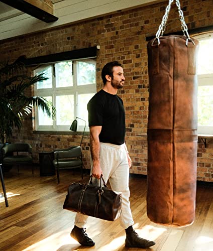 Modest Vintage Player Retro Heritage Brown Leather Heavy Punching Bag (UN-Filled)