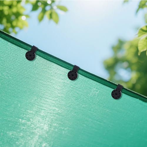 100pcs Shade Cloth Clips, Plastic Round Heavy Duty Lock Grip for Sun Shade Sunshade Net Tarp Clamps Anti Bird Netting Garden & Greenhouse Cover Secure Windproof Reusable Fabric Accessories (Black)