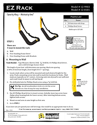 Suspenz EZ Kayak Rack - color: Yellow