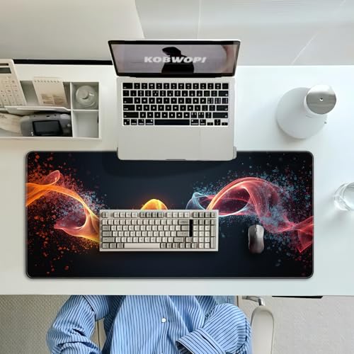 35.4 x 15.7 in, XXL Large Mouse Pad for Desk, Extended Keyboard Mouse Mat for Computer Office, Big Mouse pad with Stitched Edges, Gaming Pc-Abstract Lines on a Black - color: Abstract Lines on a Black