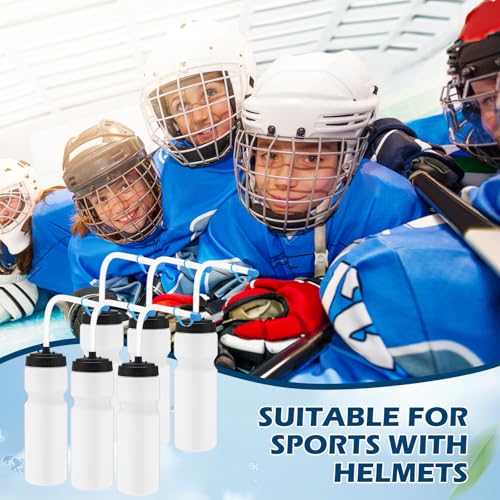 Lacrosse Water Bottles with Straw, for Hockey Football, White - color: White