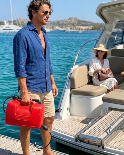 Marine Tank, 3Gallon Outboard Marine Boat Transfer Tank with Fuel Line , Easy to Carry for Outboard Engine Boats,Fishing Boat, Deck Boat,Yacht (12L) - size: 12L