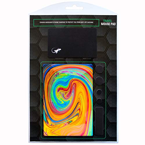 Mouse Pad Adhesive Bottom - Sticks to Any Surface - Portable - Webcam Covers and Screen Cleaner Included (Color Swirl) - color: COLOR SWIRL