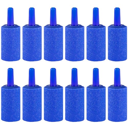 Pawfly Aquarium Air Stone 1 Inch Cylinder, Fish Tank Air Bubble Diffuser Airstone for Nano Air Pumps Small Buckets and Fish Tanks, 12 Pack