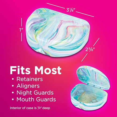 Practicon Marble Retainer Cases, Orthodontic Aligner Case, Mouth Guard Holder (3 Pack) (Mermaid) - color: Mermaid