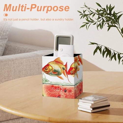 Pen Holder Round Pencil Holder Waterproof Pens Holders Cup Fish Tank And Watermelon Pen Holder for Desk Makeup Brush Holder Pencil Cup Holder for Office Pencils Organizer