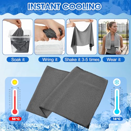 Redbaker 90 Pcs Cooling Towels Bulk for Neck Face 40"x12",Grey - color: Grey