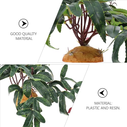Cabilock Artificial Plants Reptile Pet Case Plant Decor, Simulated Dark Green Environment Ornament for Reptiles, Aquarium Landscape Accessory for Terrarium Decoration