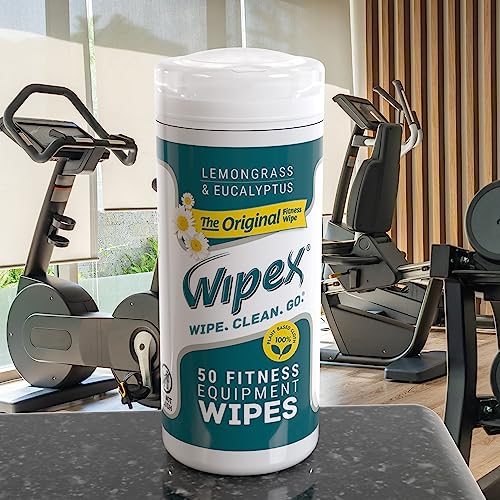 Wipex Original Fitness Equipment Wipes - EWG Verified Natural Plant Based Gym Wipes, Clean Surfaces at Home or Gym, Use as a Yoga Mat Cleaner, Lemongrass & Vinegar, 50 Count (Pack of 3) - size: 50 Count (Pack of 3)
