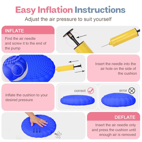 kisnbld Wobble Cushion, Balance Disc with Pump, Core & Posture Training - color: 2Blue