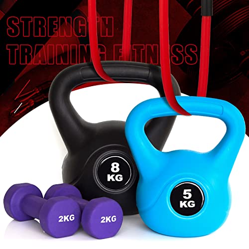 Liliful 8 pcs Resistance Bands for Working Out Additional Exercise Bands for Replacement Workout Equipment Elastic Stretch Legs Ankle Straps for Men Women Strength Training Fitness Gym Home, Red
