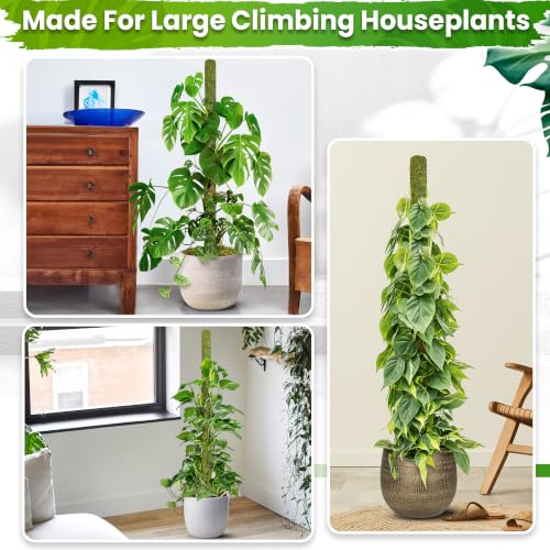 59’’ Large Green Mesh Moss Pole Monstera Plant Support, Tall Plant Stakes, Moss Pole for Plants Monstera, Garden Pole, Moisture Stick for Plants (1pc., 59''), Natural