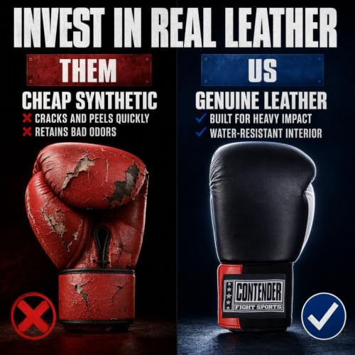 Contender Fight Sports Boxing Training Sparring Gloves - color: Black/White, size: 14-Ounce