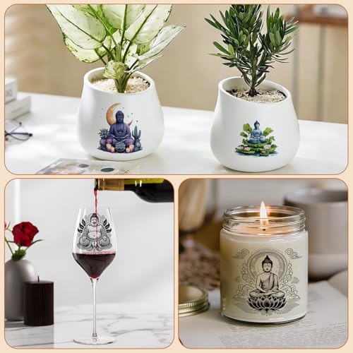UV DTF Cup Wrap Transfer Stickers, 2 Sheets Buddha Rub On Transfers for Tumblers Glass Cups Mugs Water Bottles - style: Buddha