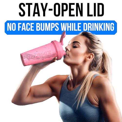 VELOMIX 2 Pack 28oz Protein Shaker Bottle, Pink/Transparent - color: B3) Pink / Transparent