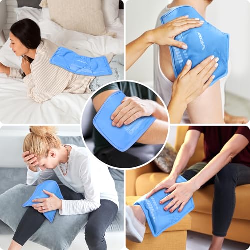 APEXUP Gel Ice Packs for Injuries Reusable, Flexible Double Sided Cold Packs for Injuries, Ice Pack for Knee, Shoulder, Back, Hip, Leg, Arm (Blue, 11.5"x7.5", 1PK) - size: M-1PK (11.5"x7.5"), style: Blue